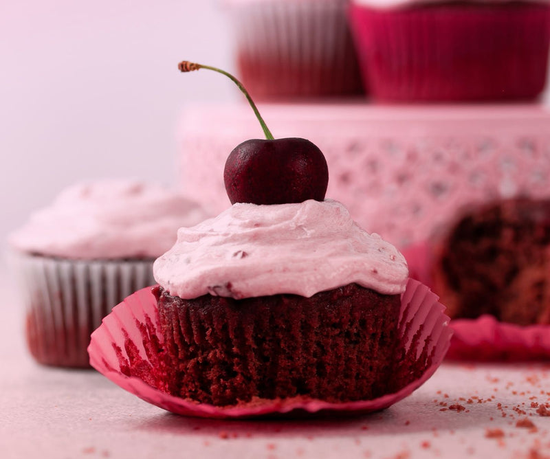 Morello Cherry & Beet Red Velvet Cupcakes