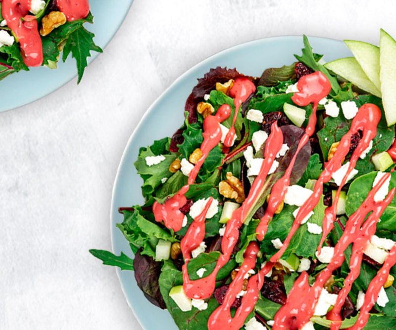 Salade de verdures et vinaigrette à la framboise
