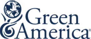 Green America logo with blue text and globe icon