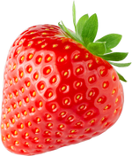 Red strawberry with green leaf on a white background